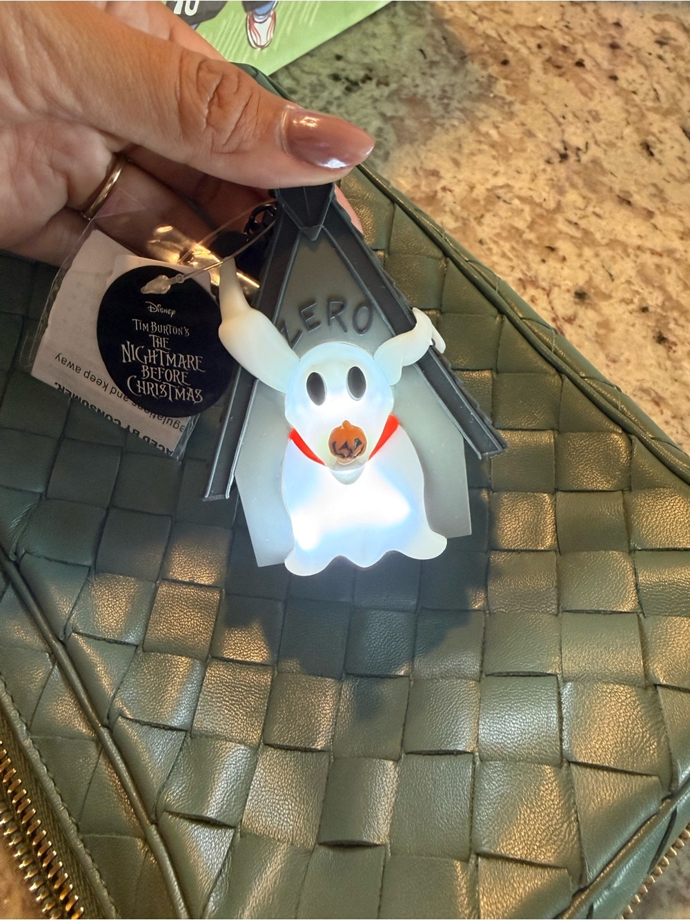 Disney White & Black Zero Ghost Ornament with Red Collar